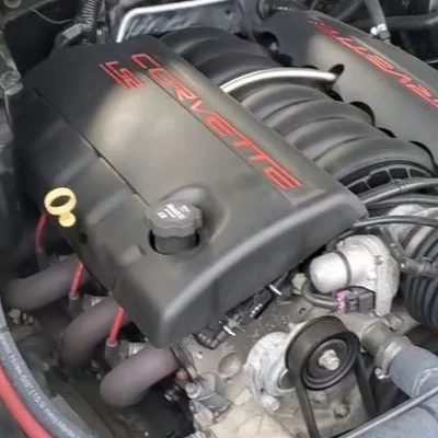 A Chevrolet Corvette LS engine bay, cleaned