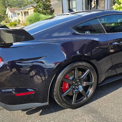 The rear quarter of the Shelby GT500, taillight and wheel